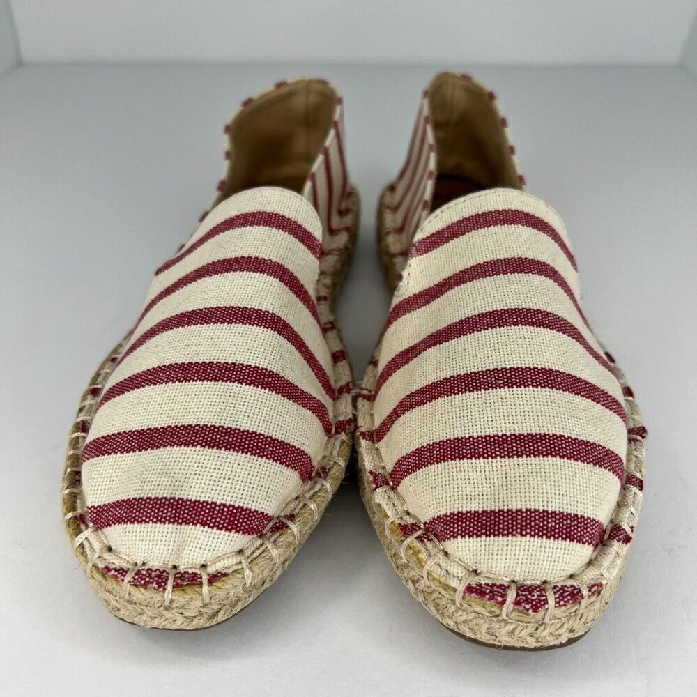 Time and Tru Womens Red Stripe Canvas Espadrille Casual Slip-On Size 7.5 Flats - Picture 3 of 10